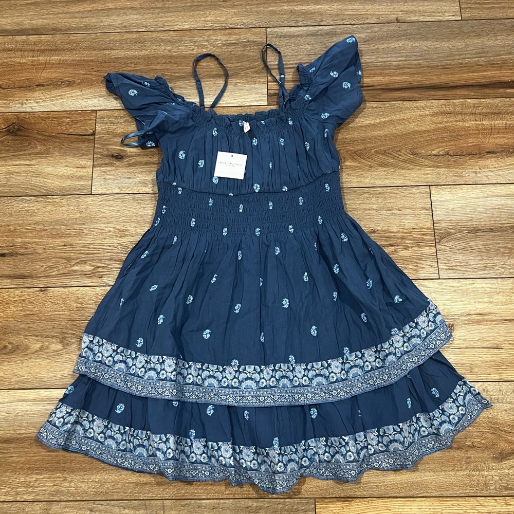 American Eagle Blue Floral Summer Mini Dress Size Medium NWT